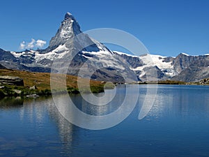 Matterhorn reflecting in Stellisee 06, Switzerland