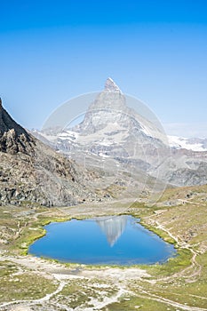 Matterhorn reflection in Riffelsee, Zermatt, Switzerland