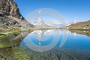 Matterhorn reflection in Riffelsee, Zermatt, Switzerland