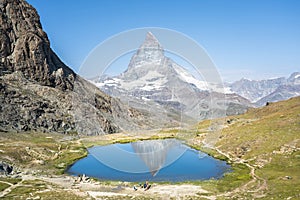 Matterhorn reflection in Riffelsee, Zermatt, Switzerland