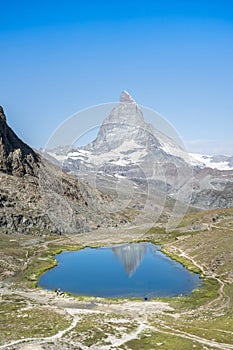 Matterhorn reflection in Riffelsee, Zermatt, Switzerland