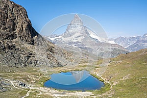 Matterhorn reflection in Riffelsee, Zermatt, Switzerland