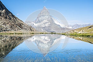 Matterhorn reflection in Riffelsee, Zermatt, Switzerland