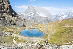 Matterhorn reflection in Riffelsee, Zermatt, Switzerland