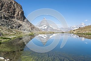 Matterhorn reflection in Riffelsee, Zermatt, Switzerland