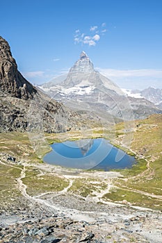 Matterhorn reflection in Riffelsee, Zermatt, Switzerland