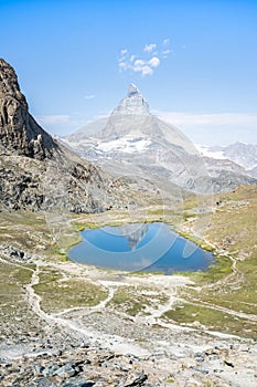 Matterhorn reflection in Riffelsee, Zermatt, Switzerland