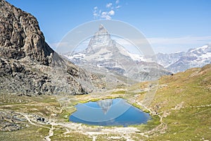 Matterhorn reflection in Riffelsee, Zermatt, Switzerland