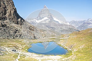 Matterhorn reflection in Riffelsee, Zermatt, Switzerland