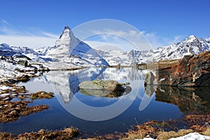 Matterhorn with reflection on the Stellisee Lake