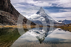 Matterhorn with relfection in Riffelsee, Zermatt, Switzerland