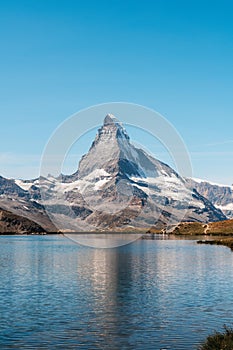 Matterhorn with Stellisee Lake in Zermatt