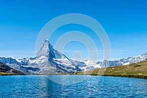 Matterhorn with Stellisee Lake in Zermatt