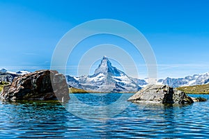 Matterhorn with Stellisee Lake in Zermatt