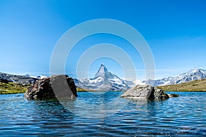 Matterhorn with Stellisee Lake in Zermatt