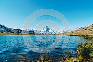 Matterhorn with Stellisee Lake in Zermatt