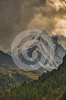 Matterhorn in summer stormy day