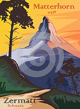 Matterhorn, Swiss Alps. Landscape of Alps with Matterhorn