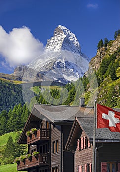 Matterhorn and Swiss flag