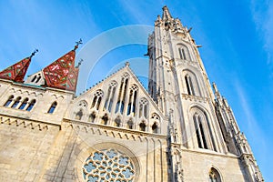 Matthias Church and Fisherman Bastion on Castle Hill in Budapest, Hungary