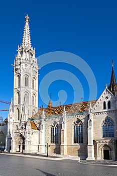 Matthias Church, Roman Catholic church  located in front of the Fisherman`s Bastion, Budapest, Hungary