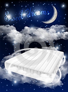 Mattress ad vector realistic design template