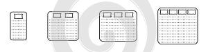 Mattress and Bed Size Dimension Line Icon Set. Bed Length Measurement Linear Pictogram. Mattress Size for Bedchamber in