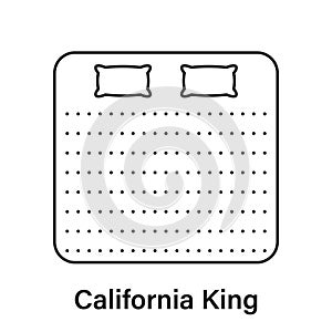 Mattress California King Line Icon. Bed Size Dimension Linear Pictogram. Bed Length Measurement for Bedchamber in Hotel