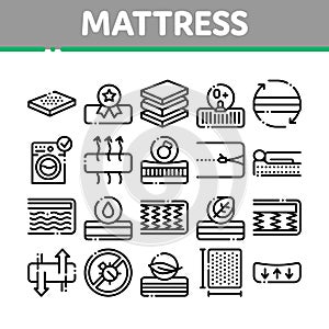 Mattress Orthopedic Collection Icons Set Vector