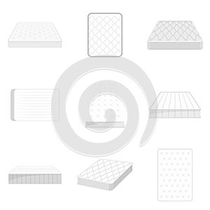 Mattress squab bedding icons set, flat style