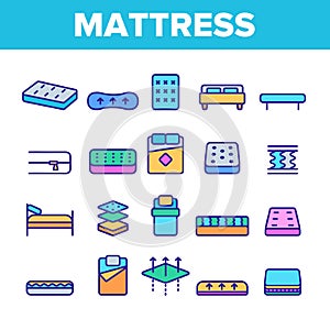 Mattress Types And Material Vector Linear Icons Set photo