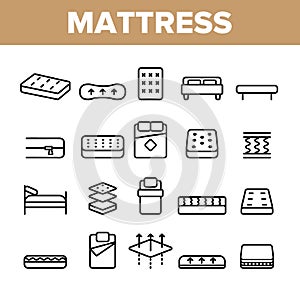 Mattress Types And Material Vector Linear Icons Set photo