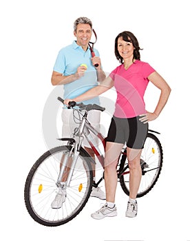 Mature active couple doing sports