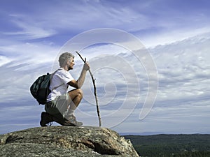 Mature Adult Hiker Taking in the View