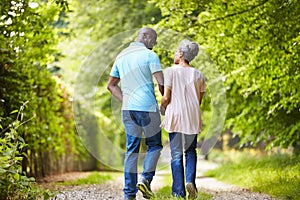 Mature African American Couple Walking In Countryside