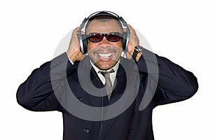 Mature African-American man listening to bad sound