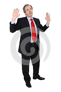 Mature business man gesturing