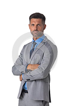 Mature business man portrait on white