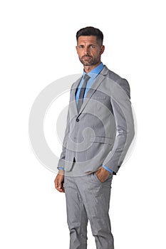 Mature business man portrait on white