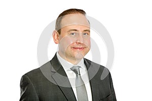 Mature business man portrait with white copy space