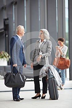 Mature business representatives in airport