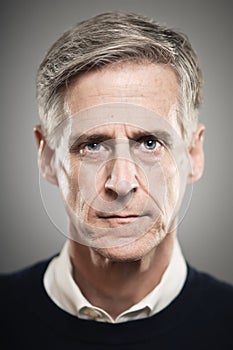 Mature Caucasian Man Blank Expression Portrait