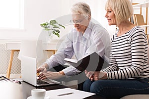 Mature Couple Checking Domestic Finances Using Laptop