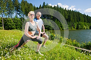 Mature couple doing sport outdoors