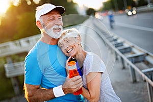 Mature couple is doing sport outdoors. Healthy lifestyle concept