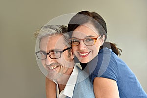 Mature couple with eyeglasses