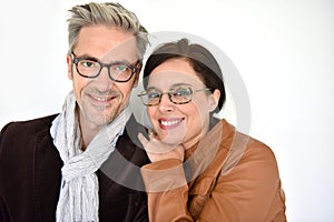 Mature couple with eyeglasses