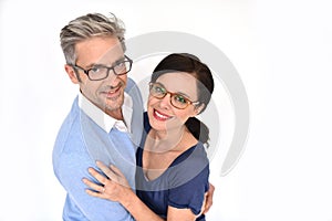 Mature couple with eyeglasses