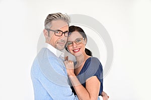 Mature couple with eyeglasses