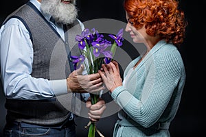 Mature couple with flowers